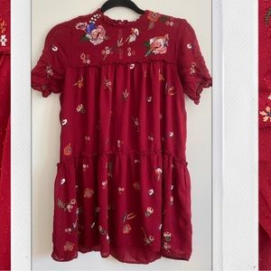 ZARA Dress Size S Embroidered Florals